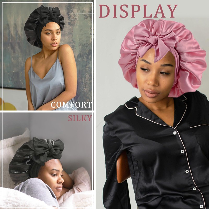 DAJOOEE Silk Bonnet for Sleeping with Scrunchie Women's Silk Bonnet