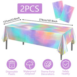 KIKVTER Mermaid Tablecloth, Pack of 2 Mermaid Party Tablecloths, Mermaid Birthday Decoration, Birthday Tablecloth, Mermaid Theme Party Decorations for Girls, Birthday, Wedding