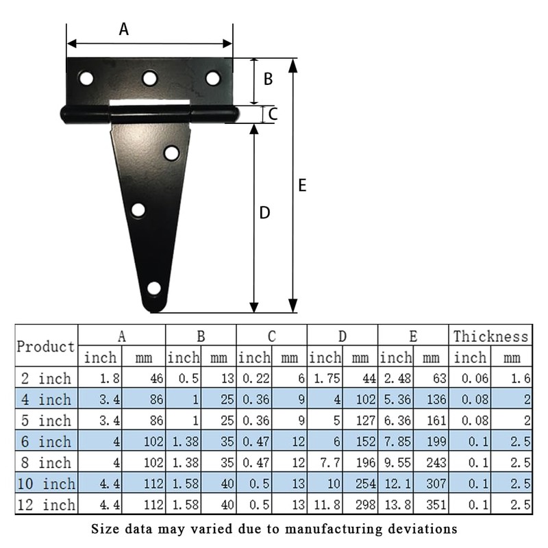 HLMOptimo Heavy Duty T Hinge Tee Hinge T Strap Hinge