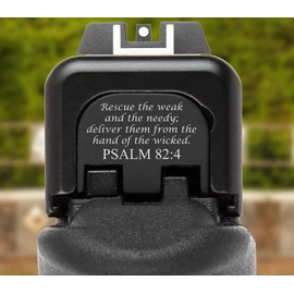 BASTION for Glock | Gen 1-5 | Models G17 19 21 22 23 24 26 27 29 30 31 32 33 34 35 36 37 38 39 40 41 45 | Engraved Back Plate Aluminum Back Butt Rear Cover Plate - Psalm 82:4