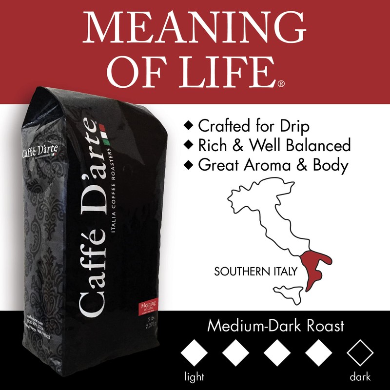Caffe D'arte Whole Bean Meaning of Life Coffee, 5 Pounds