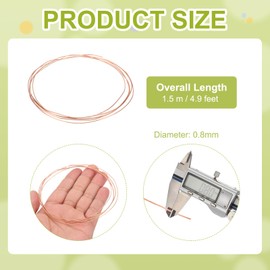 PATIKIL 99.9% Pure Copper Wire for Jewelry Making, 20 Gauge (0.8mm) Copper Craft Wire 4.9 Feet Beading Jewelry Making Supplies for Crafting Wreath Electroculture Gardening