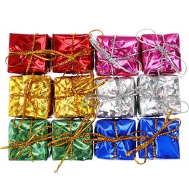 EXCEART 72 Pcs Christmas Tree Decor Hanging Gift Box Christmas Ornaments Mini Wrapped Present Boxes Miniature Foil Ornaments for Xmas Tree Pendant (Assorted Color)