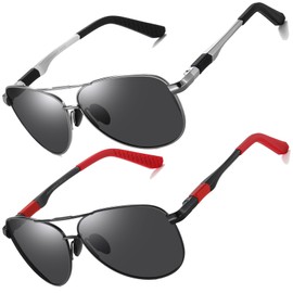 LEDING&BEST Polarised Sunglasses Mens Womens UV Protection metal frame Classic Vintage Style Ultralight Shades For Driving Travel Fishing Running Pilot Sun glasses