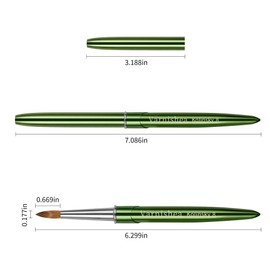 Kolinsky Hair Acrylic Nail Brush Green Metal Handle Professional Manicure Brushes for Powder Nail Acrylic Application - Salon & DIY Nail Art Essentials - Size 8, 1.0 Count