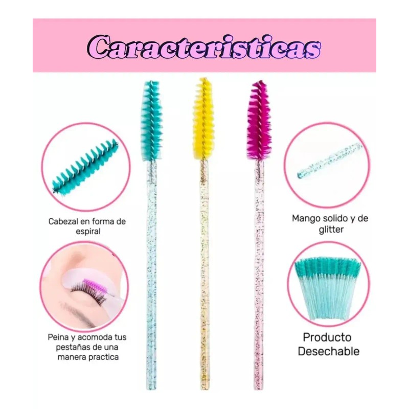 700pzas Cepillo Desechables Glitter Para Extensión Pestañas
