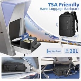 HEROIC KNIGHT Ryanair Cabin Travel Carry on Backpack 17.7”x11.8”x7.8”,25L Large Capacity Travel Bag with USB Port 16 Inch Laptop Compartment,Waterproof Business Casual Backpack for Men Women- Black