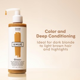 dpHUE dpHUE Gloss+, Caramel - Conditioning Semi-Permanent Gloss - For Dark Blonde & Light Brown Hair with Golden Tones - No Mix Deposit - Lasts Up to Eight Washes - Vegan, Leaping Bunny Certified - 6.5 oz