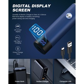 Ginity Nose & Ear Hair Trimmer Clipper with LED Display for Men Women, 2025 Model Painless USB Rechargeable Eyebrow & Facial Hair Trimmer,Professional IPX7 Waterproof Dual Edge Blades (Cyan)