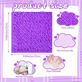 Gosodeny 10'' Locker Rug Purple School Cute Decor with Anti-Slip Backing Chenille Material Furry and Cute Style Locker Accessories