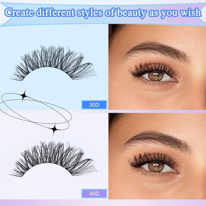 LZM Lash Clusters Natural Look Cluster Eyelash Extensions Kit with