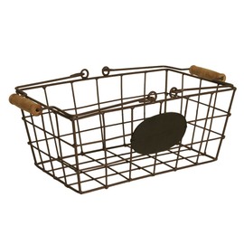 Wald Imports Wire Market Basket with Chalkboard, Small, Brown