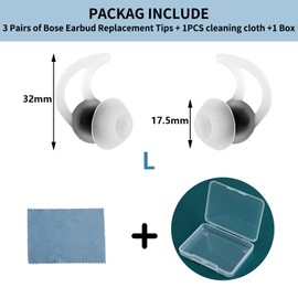 TSZYYM 3 Pairs Silicone Replacement Earbud Tips Compatible with Bose QC20/QC30/SoundSport Free Headphone, White