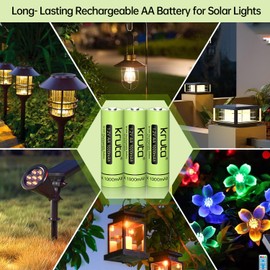 Kruta Rechargeable AA Battery for Outdoor Solar Lights, 12 Pack 1.2V NiMH 1000mAh Pre-Charged Double A Solar Battery for Garden Landscaping Outdoor Solar Lights (AA 1000mAh 12 Pack)