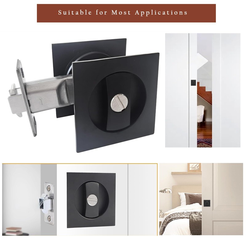 betensh Sliding Door Lock Square Pocket Door Lock with Invisible