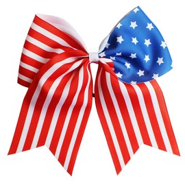 Independence Day Ponytail Holder Girls Cheer Bow Hair Rope Holiday Hair Ring Tie JHN33 (Red Stripe)