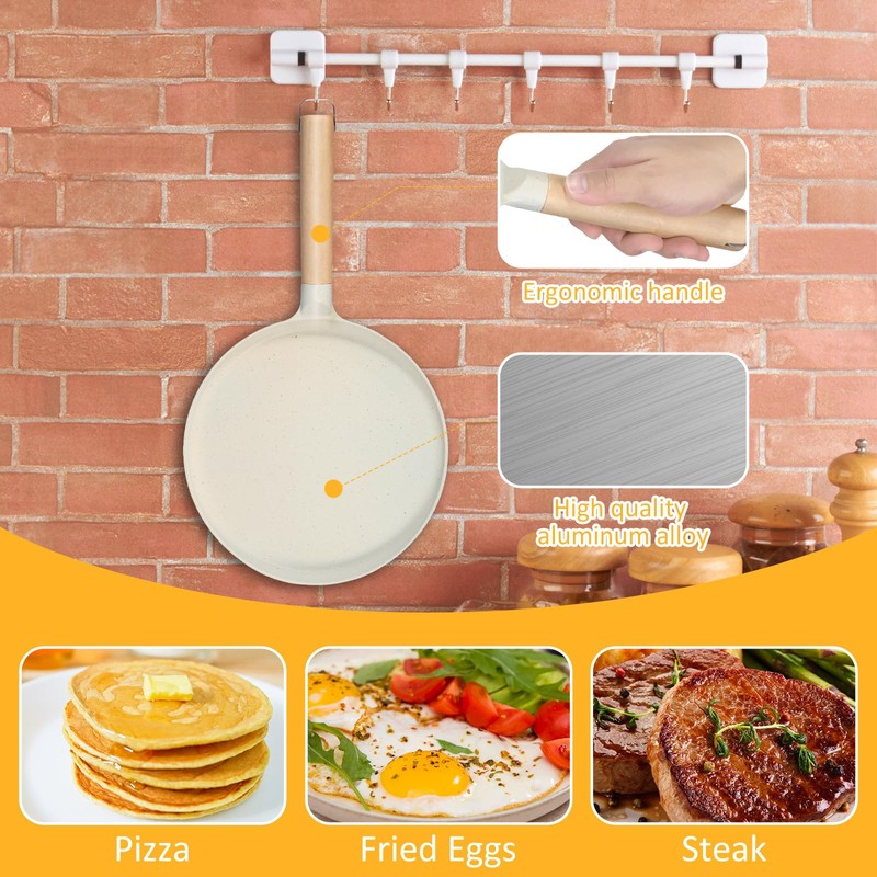 9.2in Crepe Pan with Wood Handle Nonstick Crepe Maker Pan
