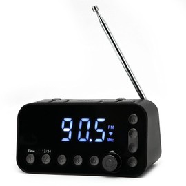 Alarm Clock Radio for Bedroom, DAB/FM Alarm Clock Radio with 5 Preset Stations, Dual USB Ports, Snooze Function, Programmable Sleep Timer, White LED Screen