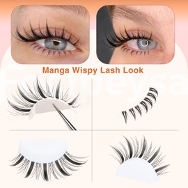 Focipeysa Manga Lashes Cluster Wispy Clusters Lashes 120 PCS Clusters Eyelash Extensions with Bottom Lash 8-16mm Mixed D Curl Individual Eyelash Extensions Spiky