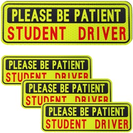 BFXM 4 PCS Student Driver Magnet for Car, Please Be Patient Student Driver, Funny Magnetic New Driver Safety Warning Bumper Sticker Signs, Reusable Movable Rookie Driver Reflective Magnets Stickers