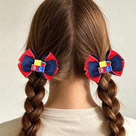 Back to School Hair Bow Clips with Alligator Clip ABC Letter Hair Barrettes
