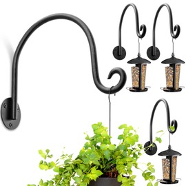 AJART Hanging Plant Hanger Outdoor: Bird Feeder Wall Hooks - 8 Inch Plant Bracket Hook for Hanging Flower Baskets 4 Pieces