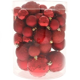 WeRChristmas Shatterproof Deluxe Christmas Tree Baubles, 50-Piece - Red