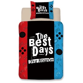 Caregchrisj Bed Linen 135 x 200 cm Children's Boys Microfibre Duvet Cover Set with Gamepad, Bluey, Red, Summer Bed Linen with 1 Pillowcase 80 x 80 cm, Suitable for Boys Teenagers