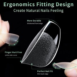 Medium Coffin Nail Tips, 216pcs Acrylic Ballerina Fake Nails Soft Gel X Nail Tips, Full Cover Pre-Shaped Matte Clear Press on Nails for Extension, Diy at Home Manicure 12 Sizes