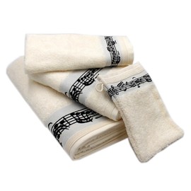 mugesh Musical Music Towel Set - Beautiful Gift for Musicians (Cream)