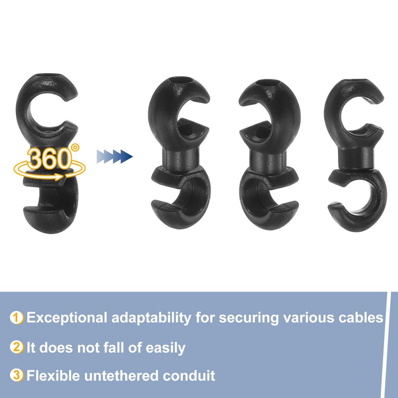 sourcing map 40pcs Bicycle S-Hook Clips Clamps Plastic Rotatable S