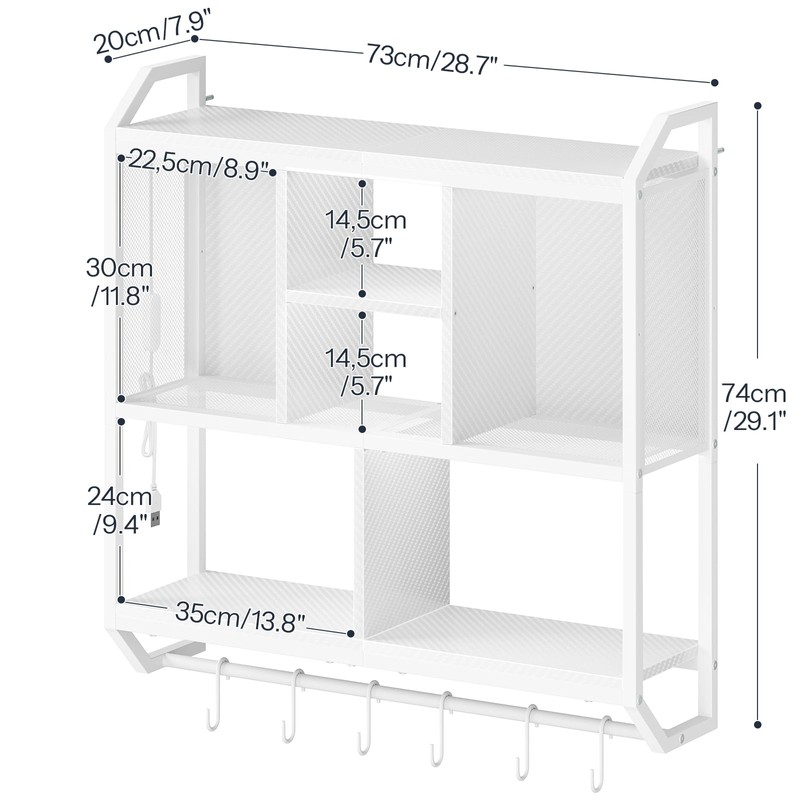 HOOBRO Gaming Floating Shelves with LED Lights, 28.7" LED Wall