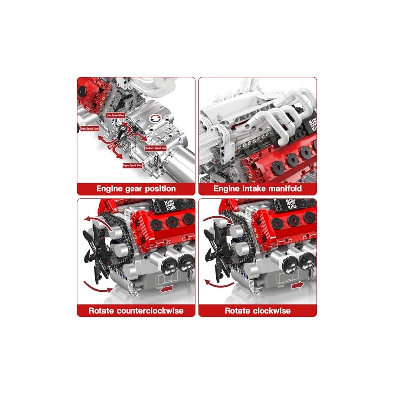Mould King V12 Engine Model Kit for Adults, 1366 Pcs