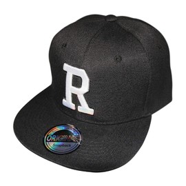 Letter Initials Snapback Cap Black & White, R