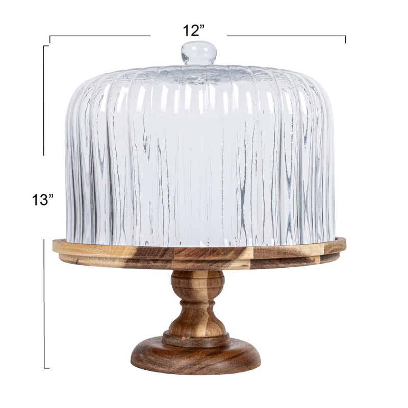 Creative Co-Op 12 Inches Round Acacia Wood Pedestal with Fluted