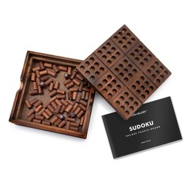 Iron & Glory Wooden Sudoku Board Game - Wooden Sudoku Puzzle - Brain Teaser Games For Adults - Portable Travel Games - Family Board Game - Puzzle Gifts For Men - Wood Pegs & Guide