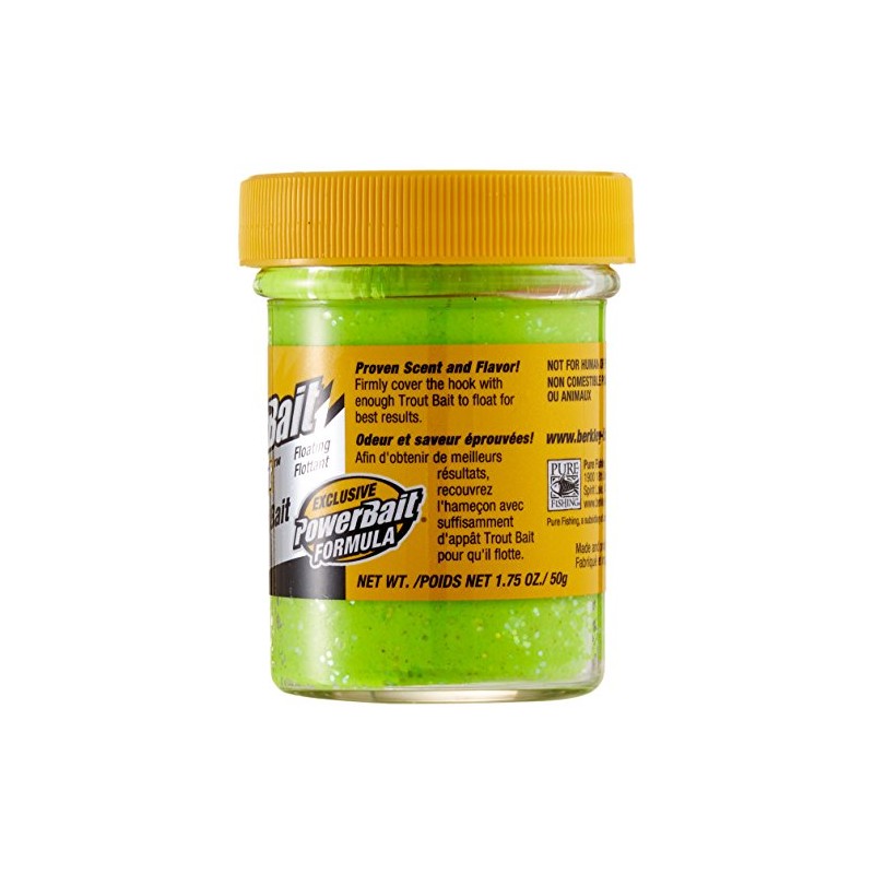 Berkley PowerBait Glitter Trout Bait, Chartreuse, Fishing Dough Bait, Scent