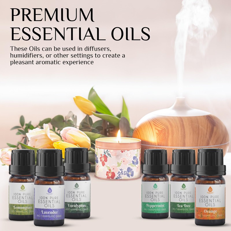 Pursonic Essential Oils Set - Top 6 Aromatherapy Blends Gift