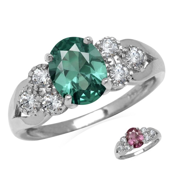 Silvershake 2.2 ct 9X7mm Created Color Change Alexandrite 925 Sterling