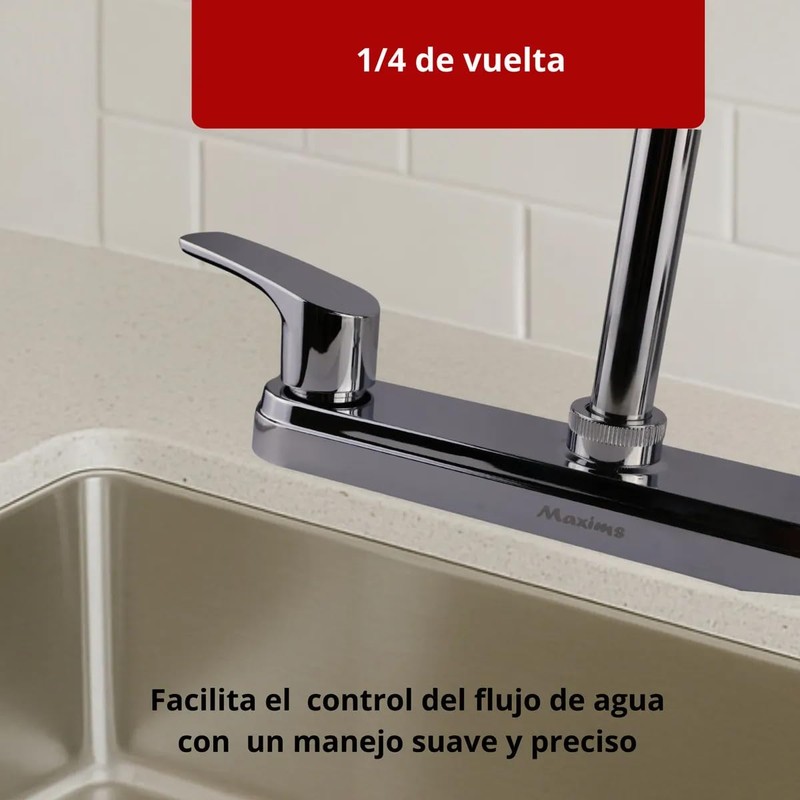 Llave Mezcladora Fregadero Maxims Cocina Plata Cromado Presion Baja Alta