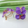 Navachi 18K Gold Plated Multicolor Crystal Enamel Leaves Flower Omega