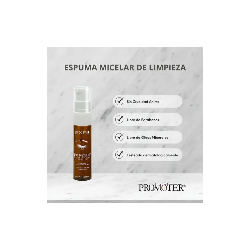Espuma Micelar de Limpieza Exel Promoter para Ojos y Pestañas