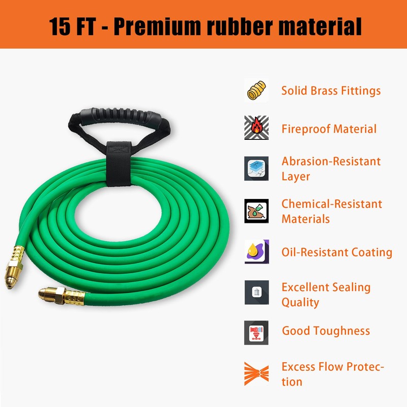15FT Argon Gas Hose, Inert Gas Welding Hoses for MIG/TIG