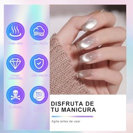 6 Brillo Colores Esmalte Ojo de Gato Para Uñas, Kit Cat Eye Gel Polish