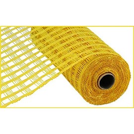 Poly Burlap Check Deco Mesh, 10" x 10 Yards (Yellow)