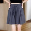 Women's Summer New Gray Drawstring Ice Silk Lightweight Shorts Jumpsuit with Flattering Fit Solid Black + XL [Suitable for 75-81kg] 10ea