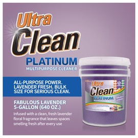 Ultra Clean Platinum Multipurpose Cleaner, Non-Abrasive and Bleach-Free, for Kitchen Counters, Bathroom Floors and Garage Spaces, Lavender, 5 Gallons