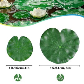 Künstliche Lotusblätter,6 PCS Künstliche Seerosenblätter Für Teich,Künstliche Lotusblatt Set,Grüne Seerosenblätter,Künstliche Seerosenblätter 10/15cm für Terrasse, Koi, Fisch, Teich, Pool Dekoration
