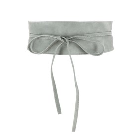 FASHIONGEN Obi Belt for Women – Wide Waist Belt in Faux Leather, MICA - Light grey, L-XL