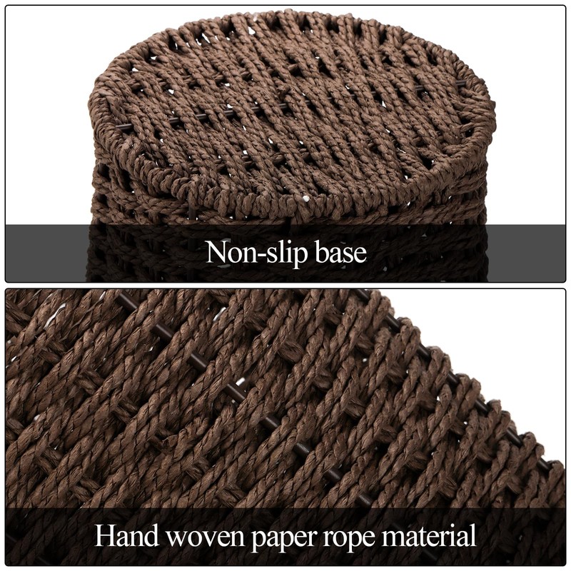 Bekith 2 Pack Small Wicker Waste Paper Basket Woven Basket